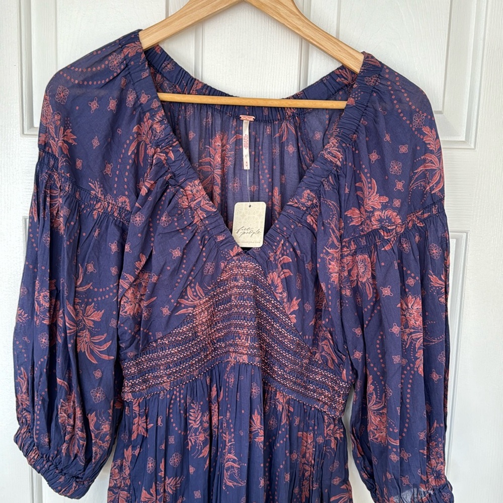 Free People Floral Navy/Purple Maxi Dress